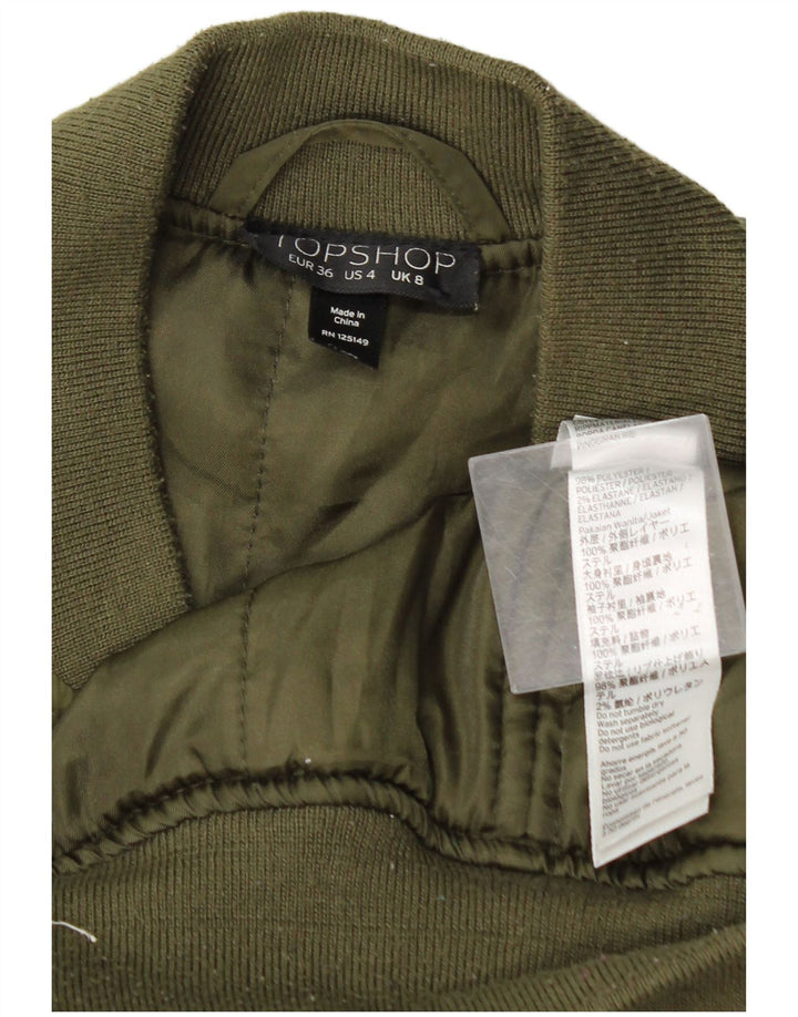 Topshop Damen Bomberjacke UK 8 Small Khaki Polyester