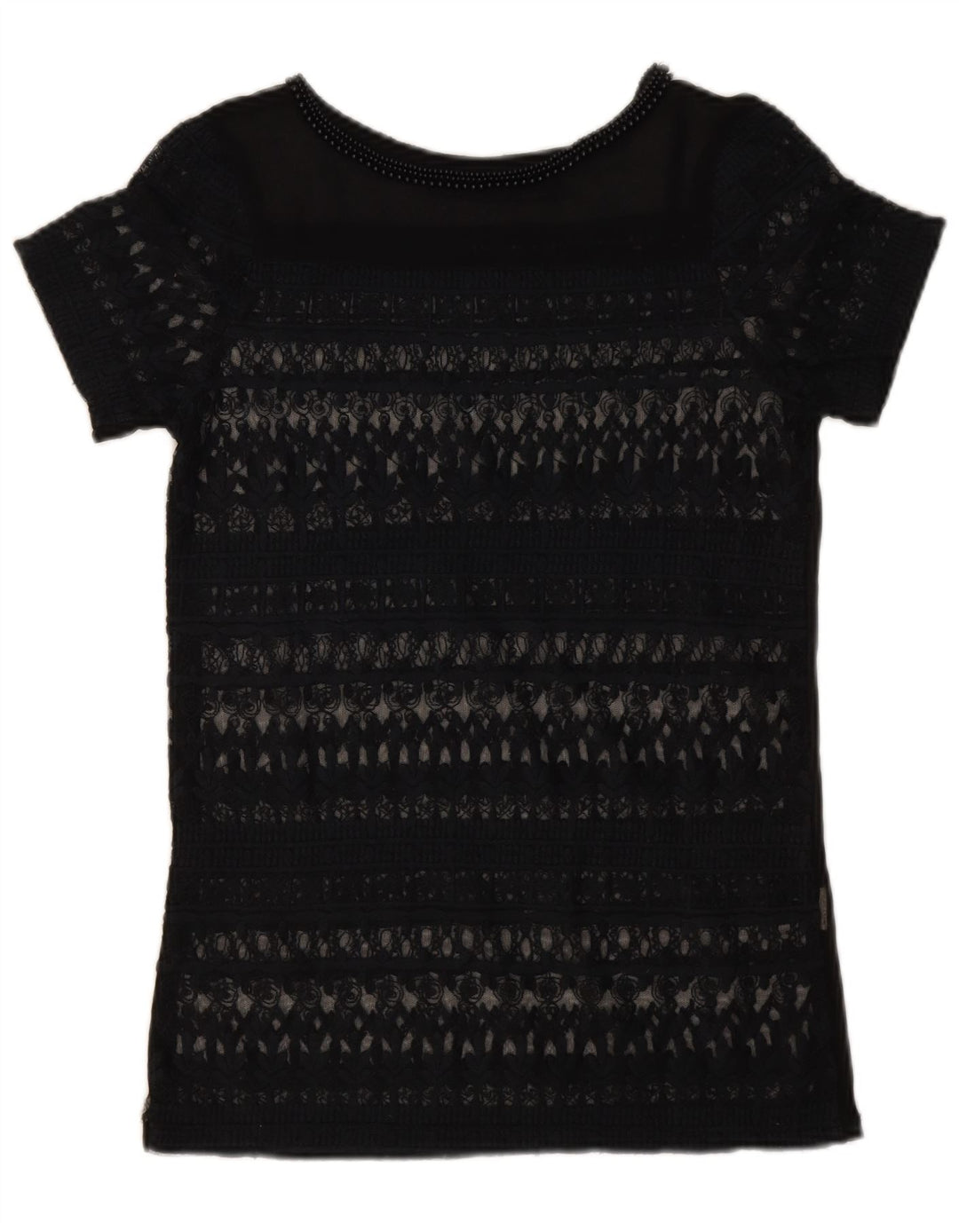 Zara Damen Spitzen-Top, durchsichtig, UK 6 XS, Marineblau