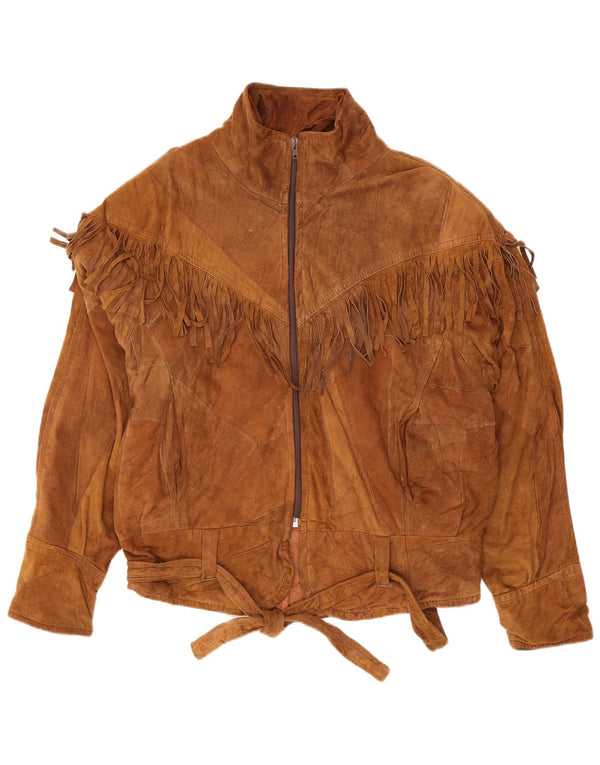 Vintage Damen Western Wildlederjacke UK 14 Mittelbraun