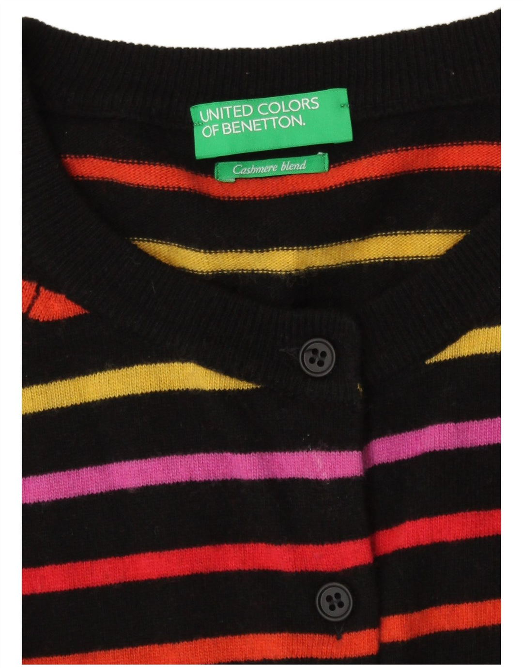 Benetton Damen-Cardigan-Pullover UK 14 Medium Mehrfarbig gestreift