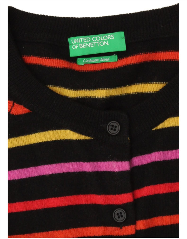 Benetton Damen-Cardigan-Pullover UK 14 Medium Mehrfarbig gestreift