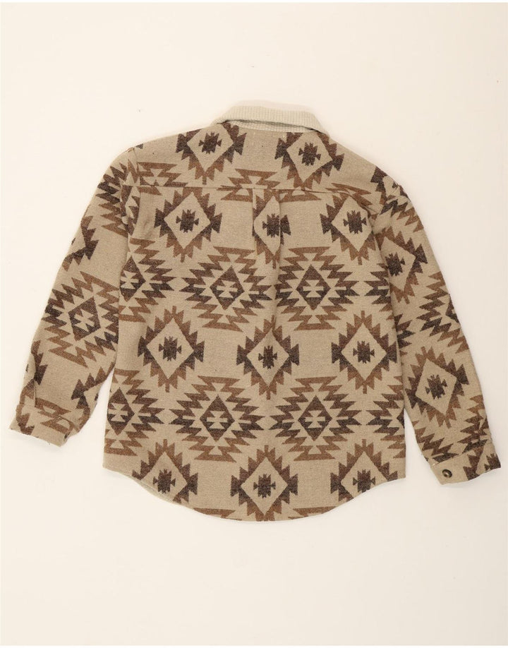 CIDER Damen Overshirt-Hemd UK 14 Medium Beige Geometrisch Polyester Azteken