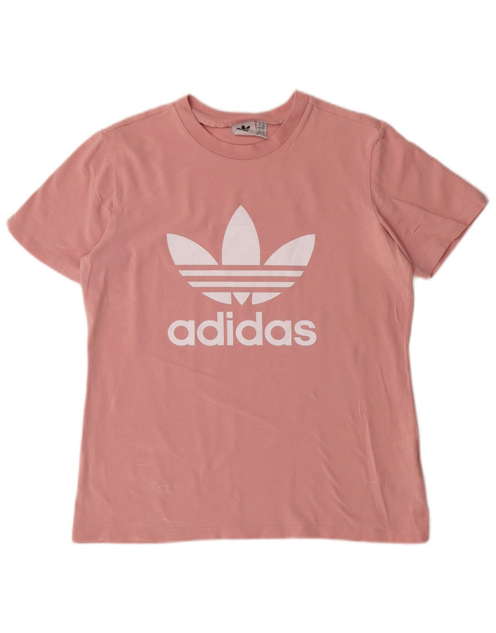 ADIDAS Damen Grafik T-Shirt Top UK 14 Mittelrosa Baumwolle
