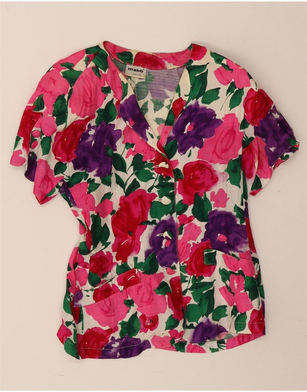 mabb Damen-Blazer mit 4 Knöpfen, Größe IT 42, mittelgroß, mehrfarbig, Blumenmuster