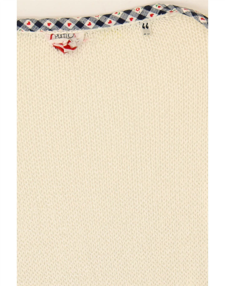 PUNTO E VIRGOLA Womens See Through Cardigan Sweater IT 44 Medium White Vintage Punto e Virgola and Second-Hand Punto e Virgola from Messina Hembry 