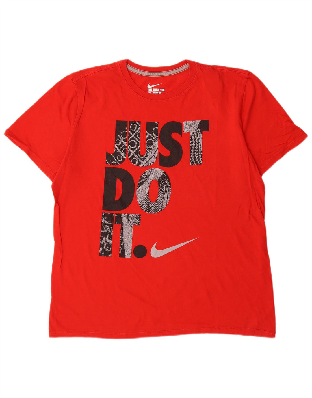 Nike Herren-T-Shirt mit sportlichem Schnitt und Grafik, Größe L, aus roter Baumwolle