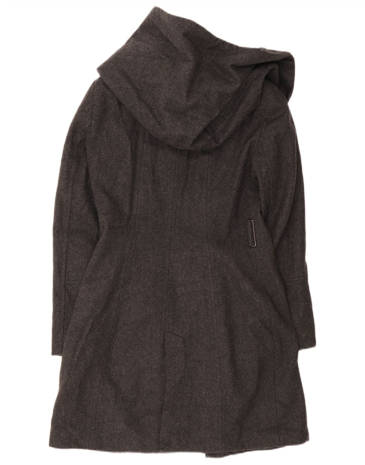 Zara Damen Kapuzenmantel UK 10 Small Schwarze Wolle