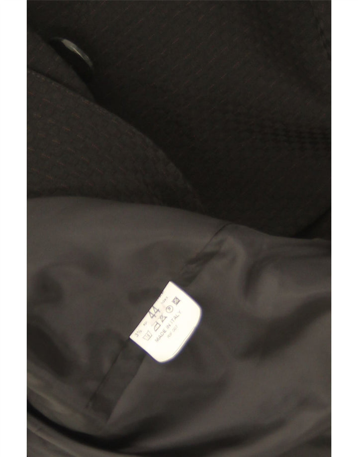 Vintage Damen Pea Coat IT 44 Medium Schwarz Nadelstreifen Polyester