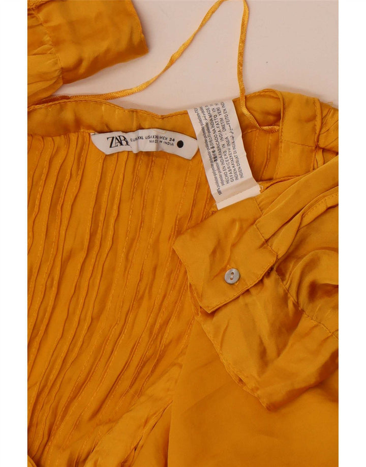 Zara Damen Hemdkleid UK 20 2XL Gelbes Polyester