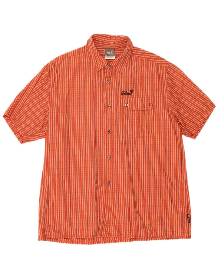 Jack Wolfskin Herren Kurzarmhemd XL Orange Check Lyocell