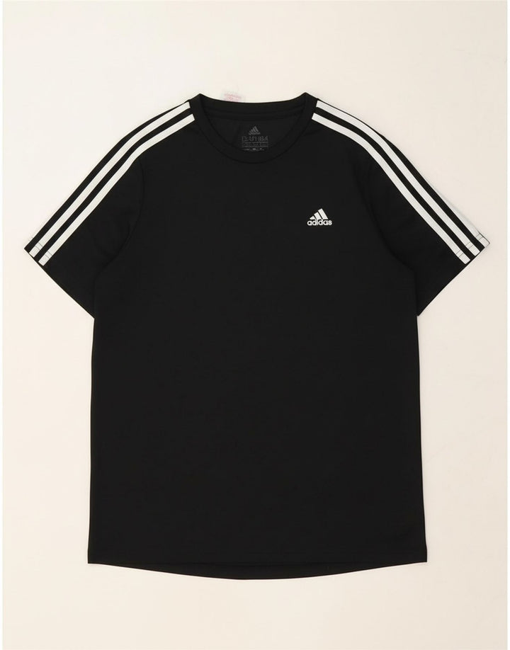 ADIDAS Boys Aeroready T-Shirt Top 13-14 Years Black Polyester