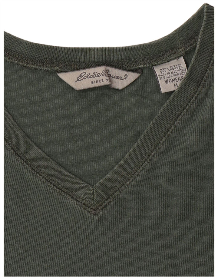 EDDIE BAUER Damen T-Shirt Top UK 14 Mittelgrüne Baumwolle