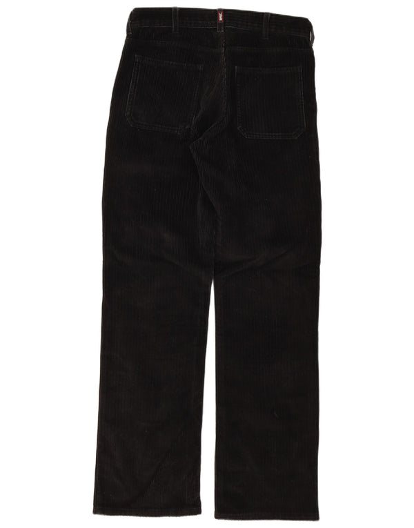 Rifle Mens Straight Corduroy Trousers W30 L33 Black Cotton
