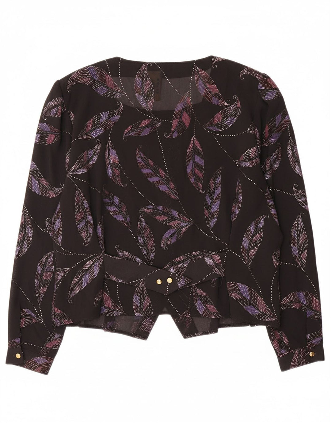 YESSICA Womens Abstract Pattern Crop Shirt Blouse EU 44 XL Black Polyester