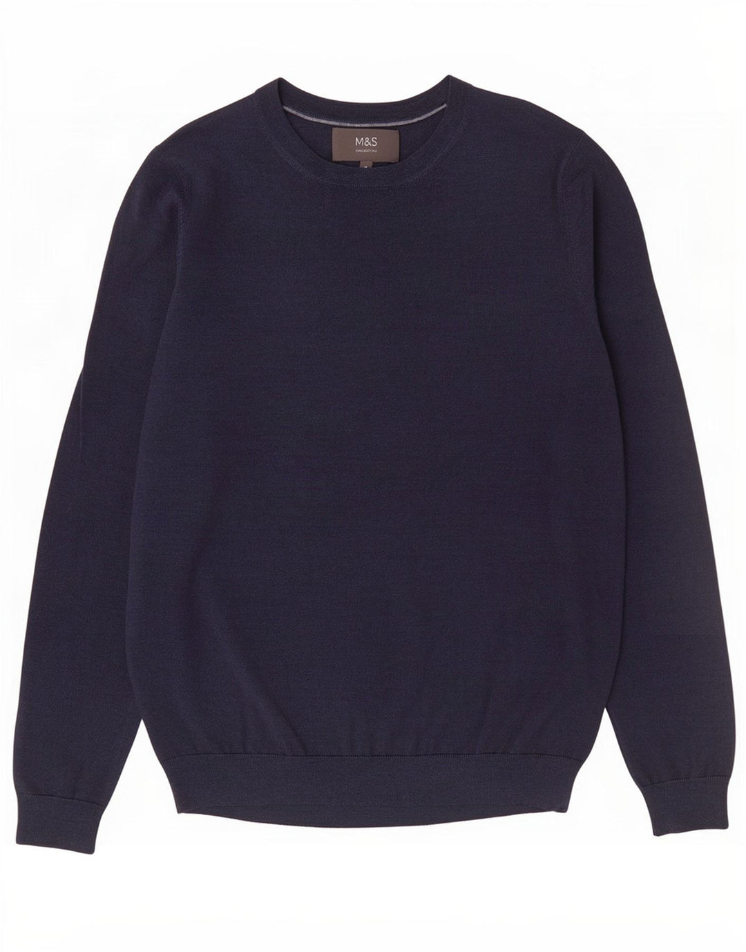 Marks & Spencer Herren-Pullover mit U-Boot-Ausschnitt, mittelmarineblaue Merinowolle