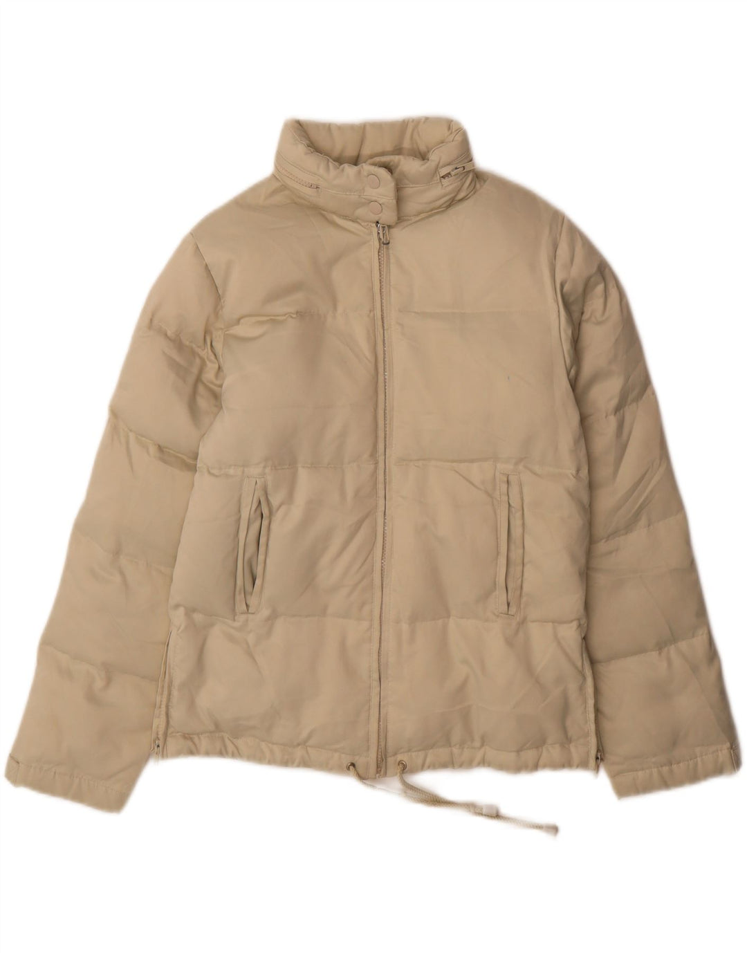 Zara Damen-Jacke mit Kapuze, gepolstert, EU 38, Größe S, Beige, Polyester
