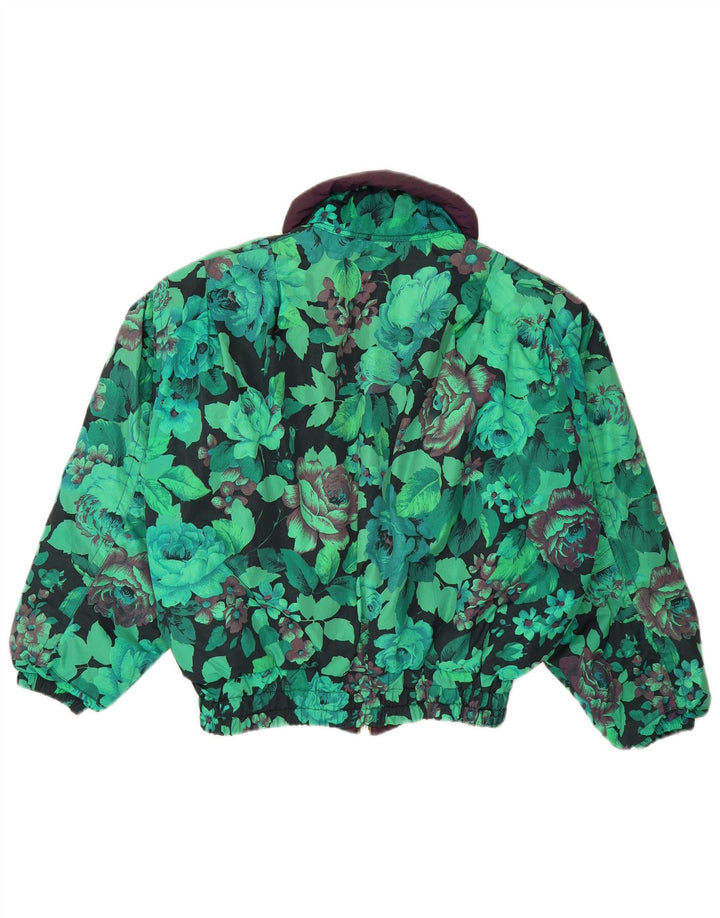 Übergroße Windjacke für Damen von Belfe & UK 12 Mittelgrünes, geblümtes Nylon