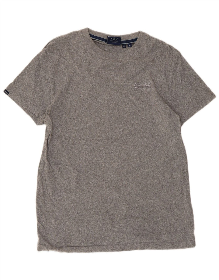 SUPERDRY Damen T-Shirt Top UK 12 Mittelgraue Baumwolle