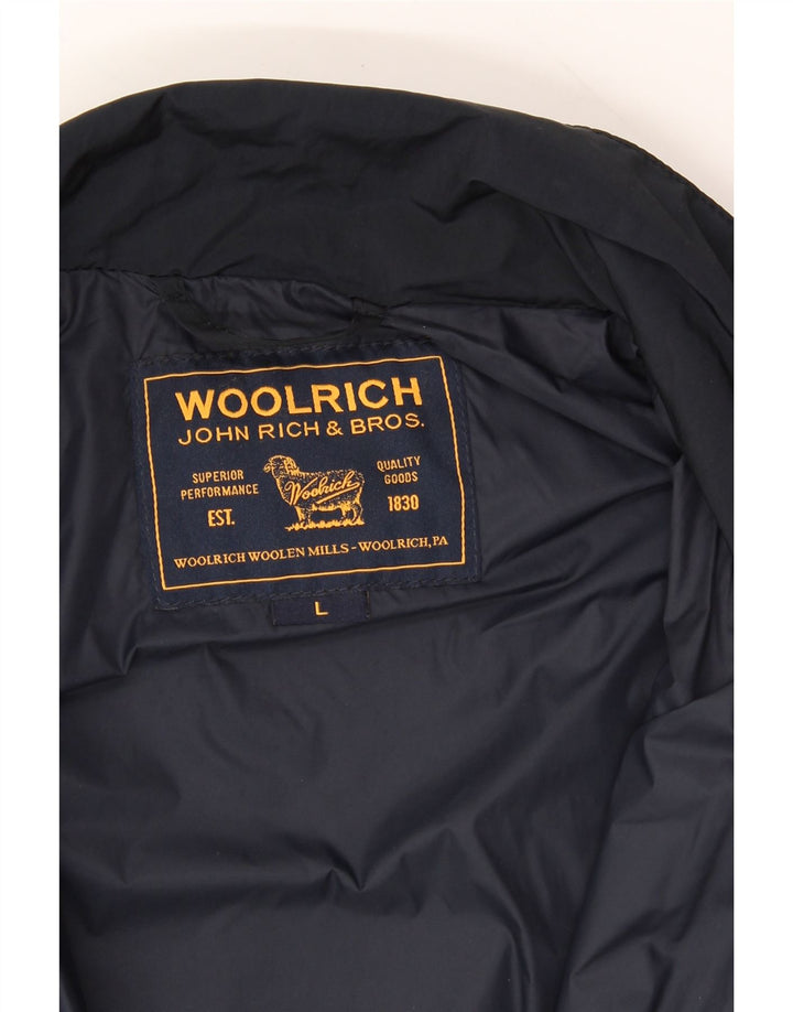 WOOLRICH Womens Overcoat UK 16 Large Navy Blue Polyester Vintage Woolrich and Second-Hand Woolrich from Messina Hembry 