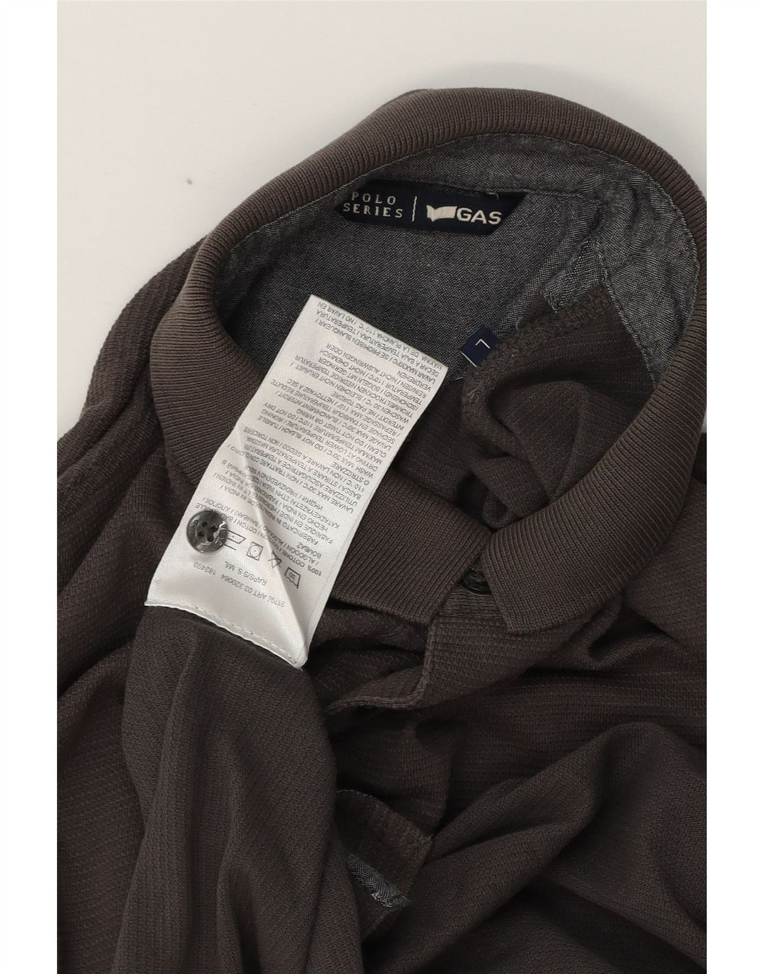 GAS Herren-Langarm-Poloshirt, große graue Baumwolle