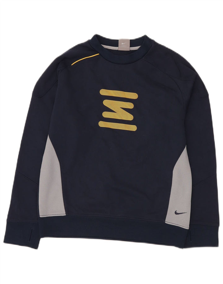 NIKE Jungen-Sweatshirt-Pullover, 10–11 Jahre, mittleres Marineblau, Farbblock