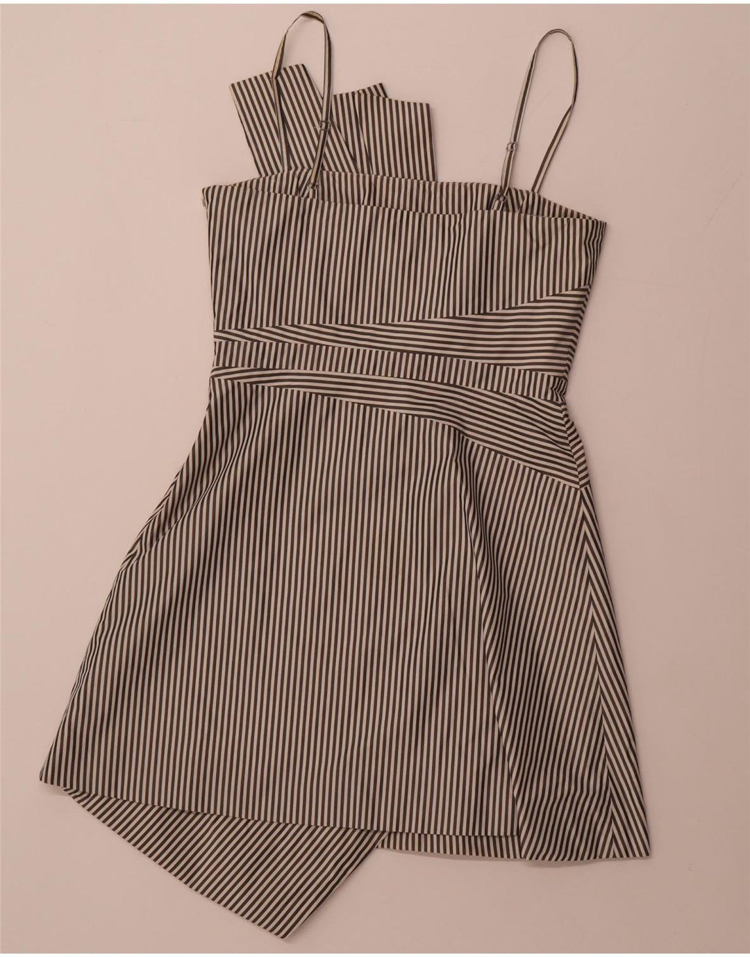 KAREN MILLEN Damen Asymmetrisches A-Linien-Kleid UK 12 Medium Schwarz gestreift