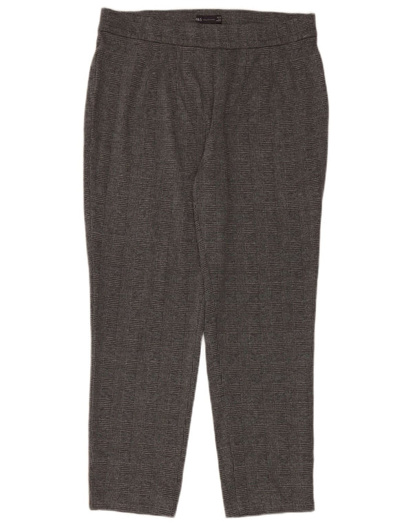 Marks & Spencer Womens Casual Trousers UK 16 Large W36 L28 Grey Check