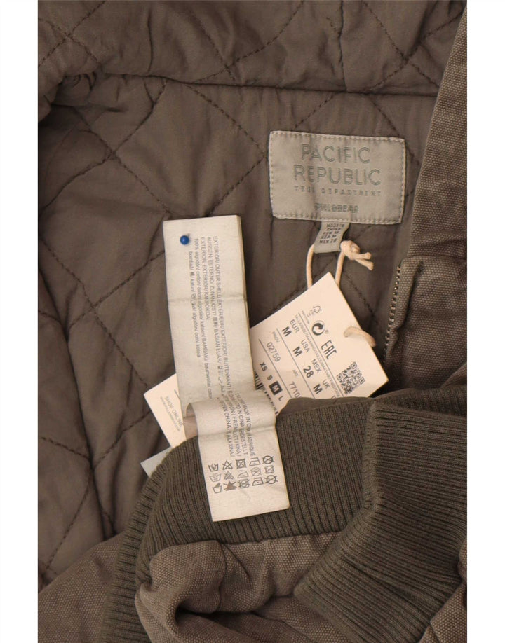 Pull & Bear Damen Pacific Republic Crop Bomberjacke UK 14 Medium Khaki