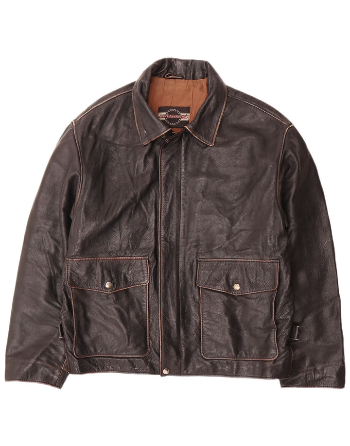 Vintage Herren Lederjacke IT 50 Large Schwarz