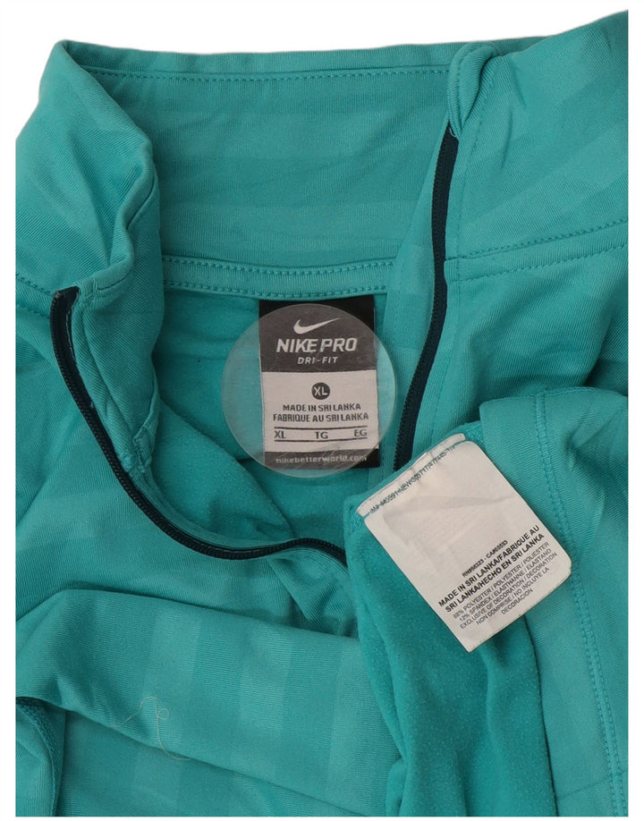 Nike Damen Dri Fit Zip Neck Pullover Trainingsanzug Top UK 18 XL blau gestreift