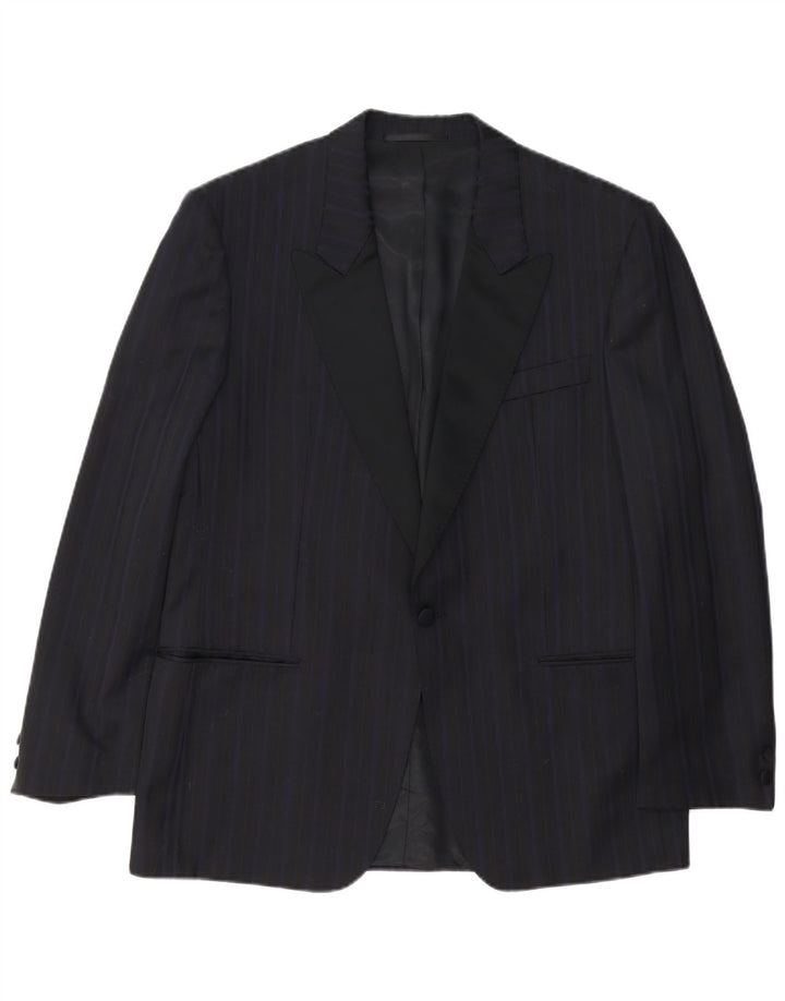 TREVIRA Herren-Blazer mit 1 Knopf, Größe 52, XL, Marineblau, gestreift, Polyester