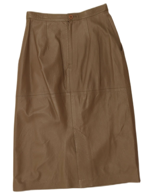 Vintage Damen High Waist Lederrock EU 38 Medium W26 Khaki Leder