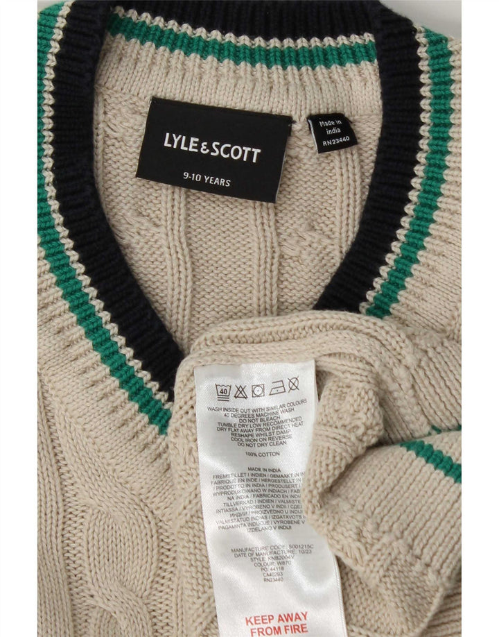 Lyle & Scott Jungen-Pullover mit V-Ausschnitt, 9–10 Jahre, weiße Baumwolle