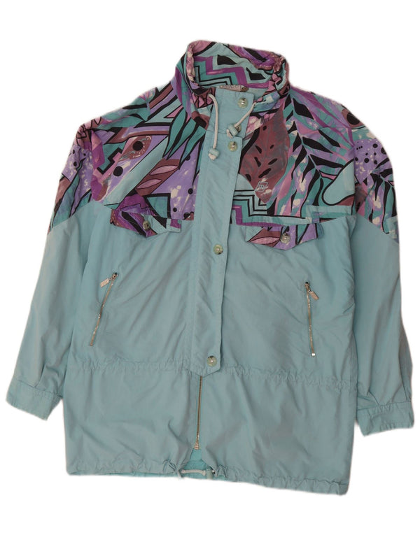 Maser M Damen Übergroßer Regenmantel UK 10 Small Türkis Geometrisch
