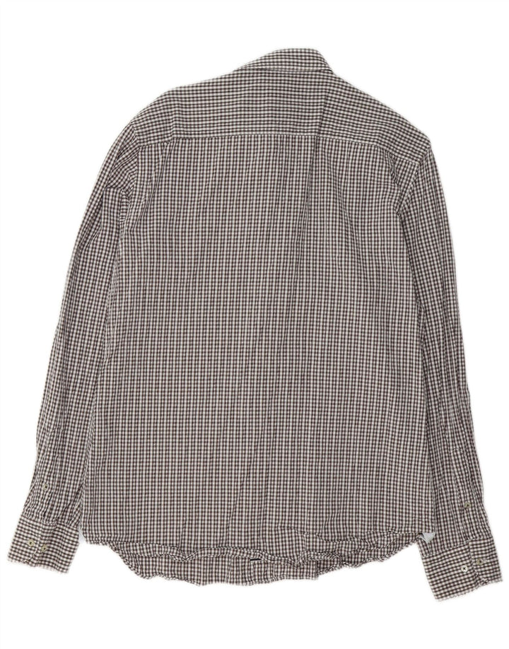 MASSIMO DUTTI Mens Casual Fit Shirt XL Brown Gingham Cotton