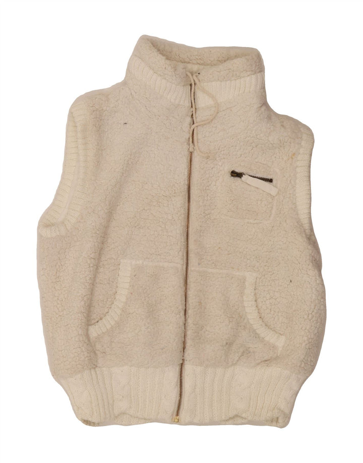 ORVIS Womens Fleece Gilet UK 16 Large Off White Polyester Vintage Orvis and Second-Hand Orvis from Messina Hembry 