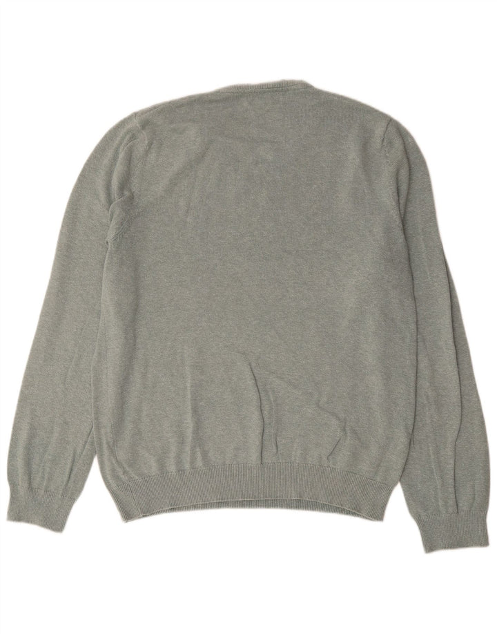 Marks & Spencer Herren-Pullover mit V-Ausschnitt, groß, grüne Baumwolle