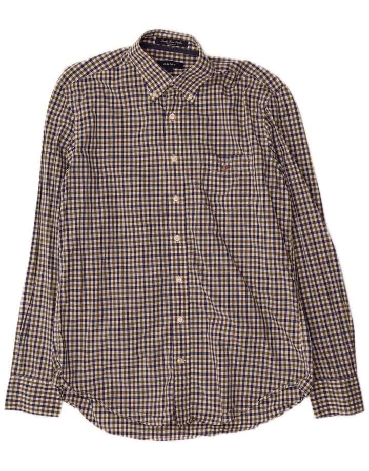 Gant Herren-Hemd mit normaler Passform, mittelgrüne Gingham-Baumwolle