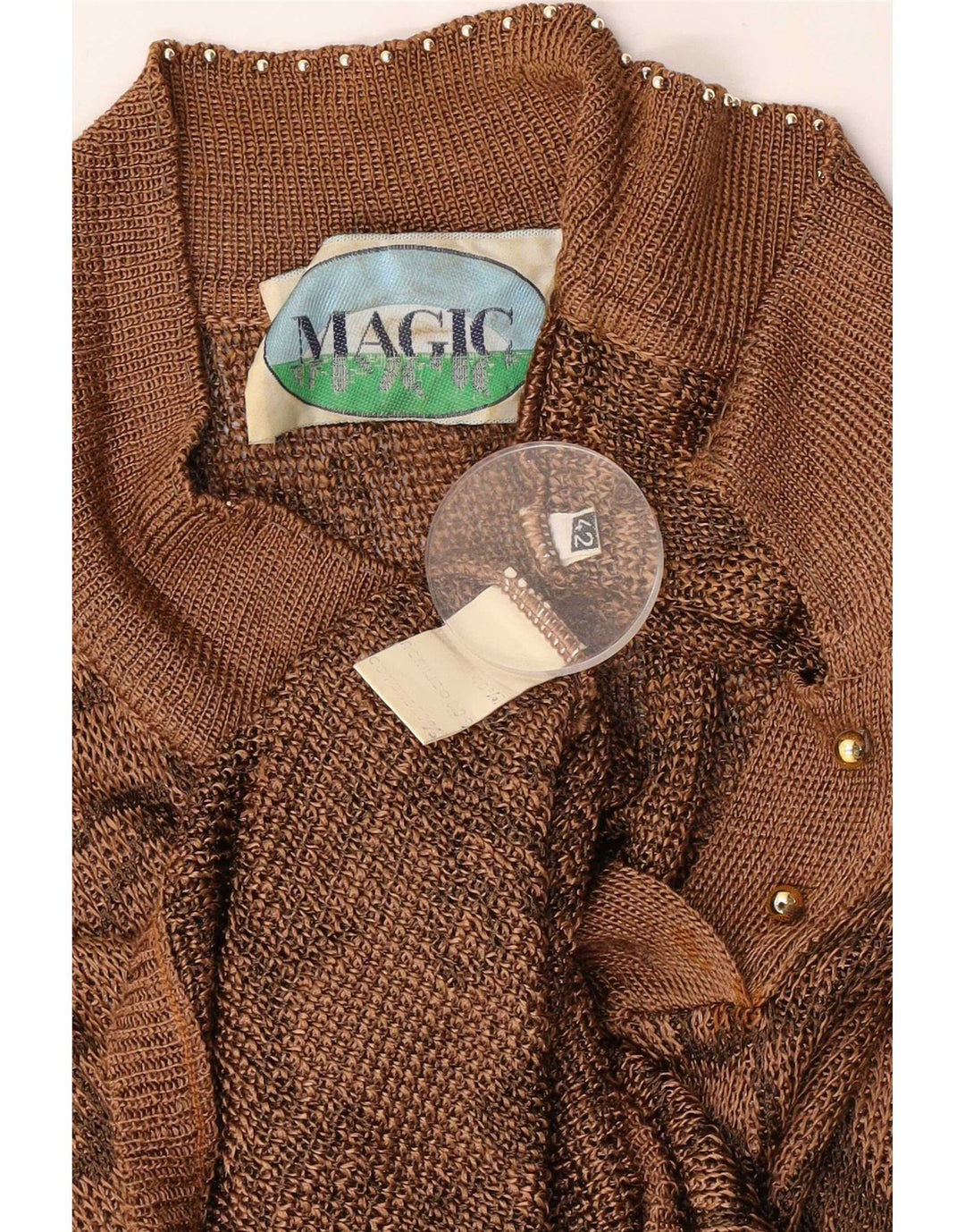 Ärmelloses Damen-Pulloverkleid von Magic, Größe 42, mittelbraune Viskose mit Blumenmuster