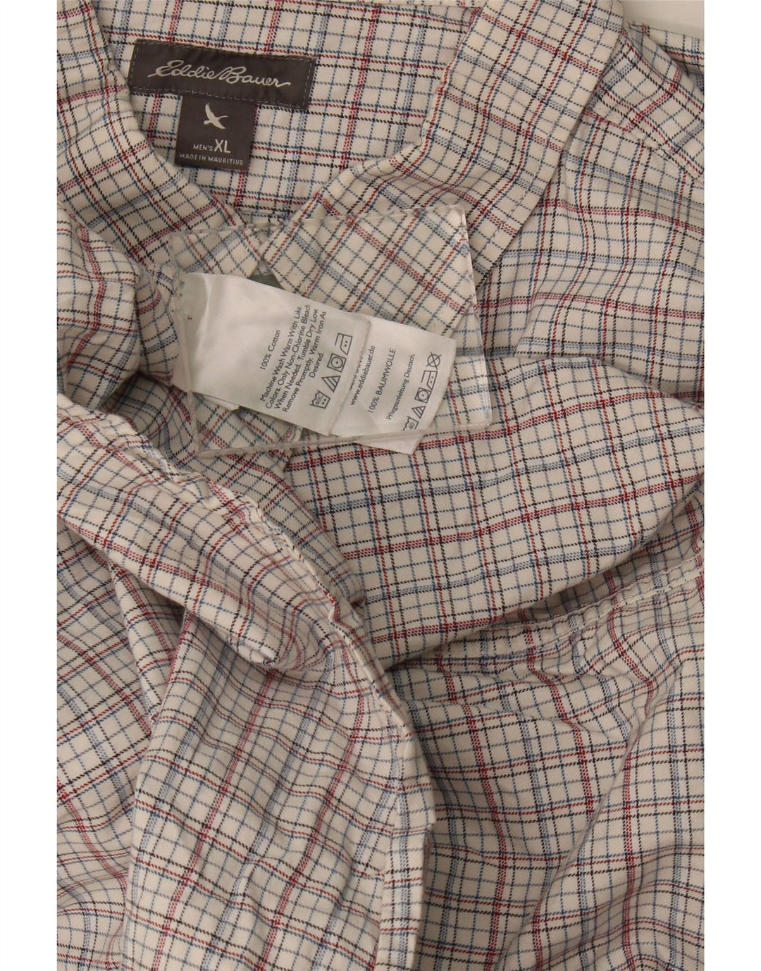 Eddie Bauer Herren-Hemd mit entspannter Passform, XL, weiß kariert, Baumwolle