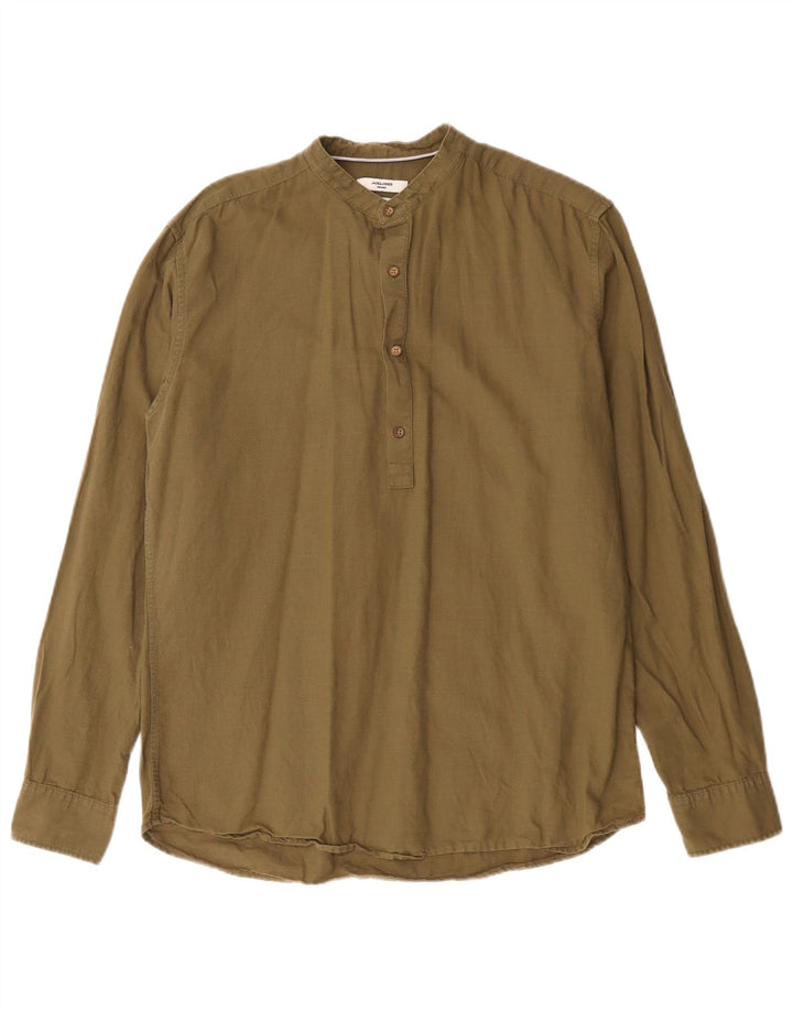 Jack & Jones Premium Slim Pullover-Hemd für Herren aus mittlerer Khaki-Baumwolle