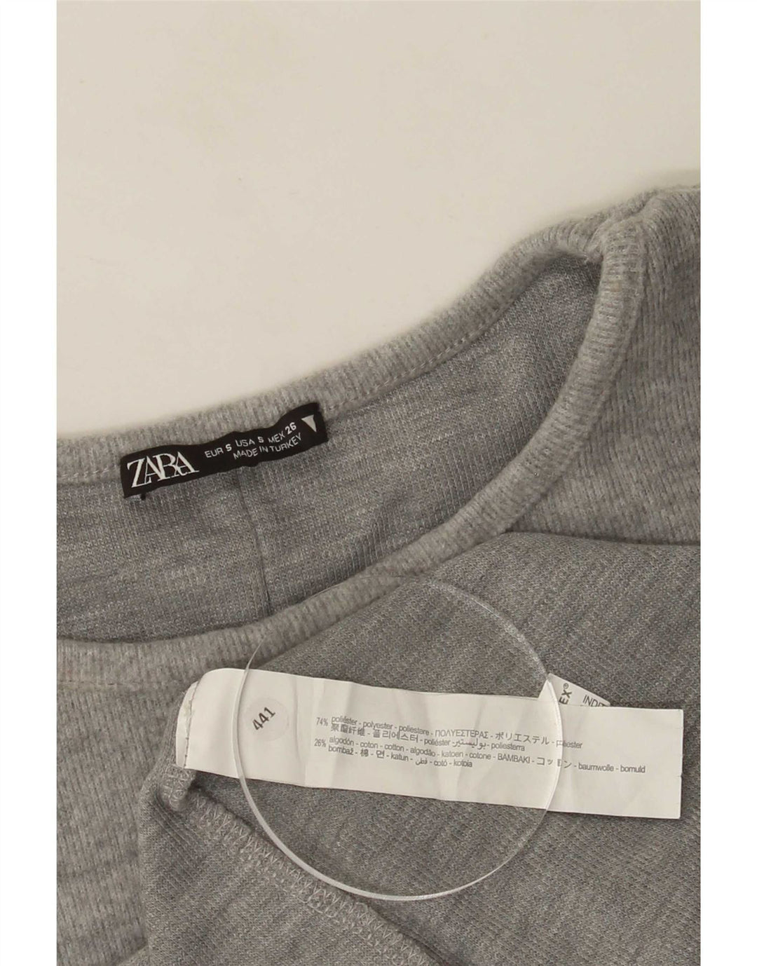 Zara Damen Basic Kleid UK 8 Small Grau Polyester