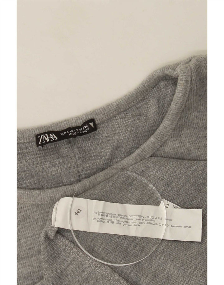 Zara Damen Basic Kleid UK 8 Small Grau Polyester