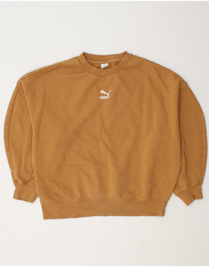 Puma Damen Übergroßer Sweatshirt-Pullover UK 14 Mittelbraune Baumwolle