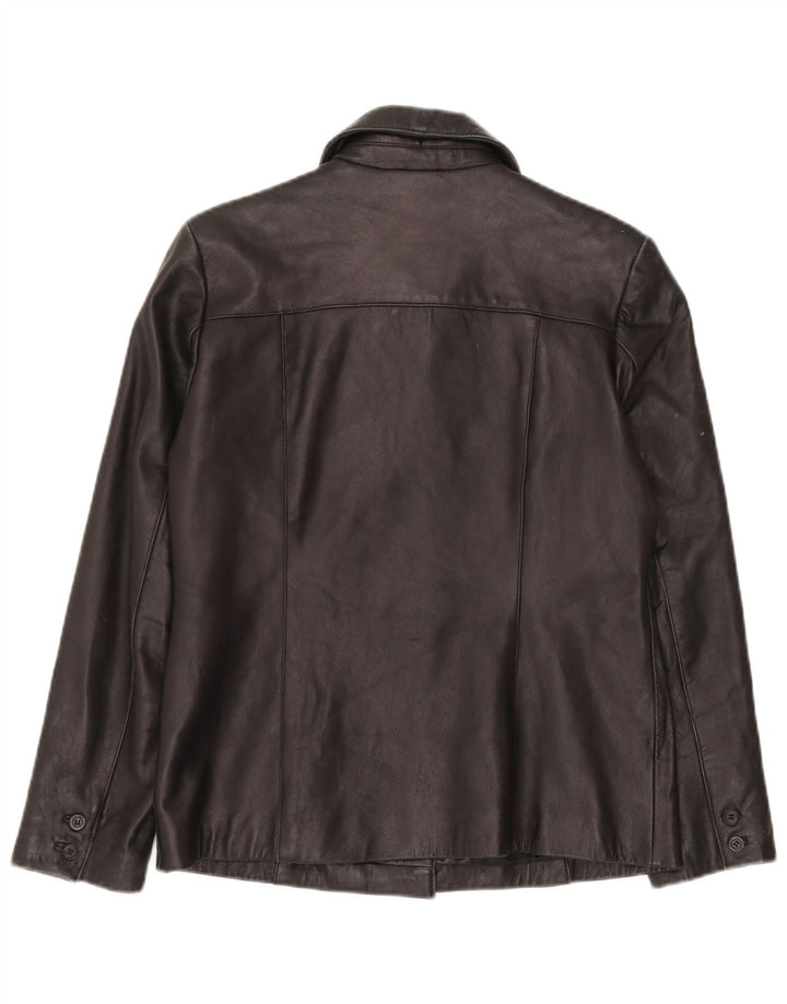 VINTAGE Damen Lederjacke UK 16 Großes schwarzes Leder