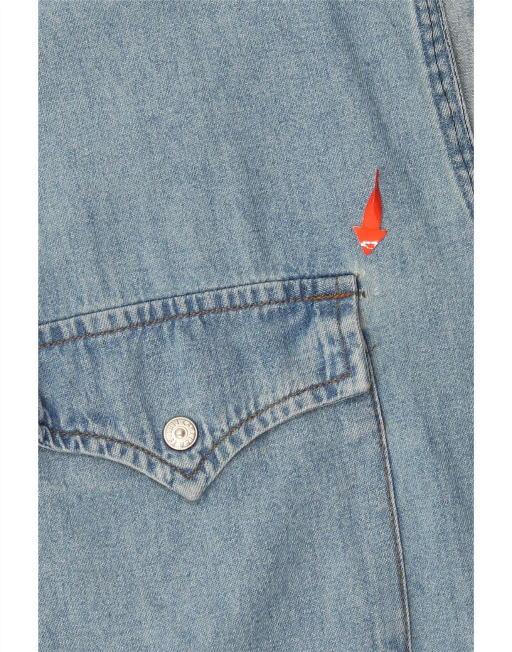 CARRERA Ärmelloses Herren-Jeanshemd, Größe 43/44 XL, blaue Baumwolle