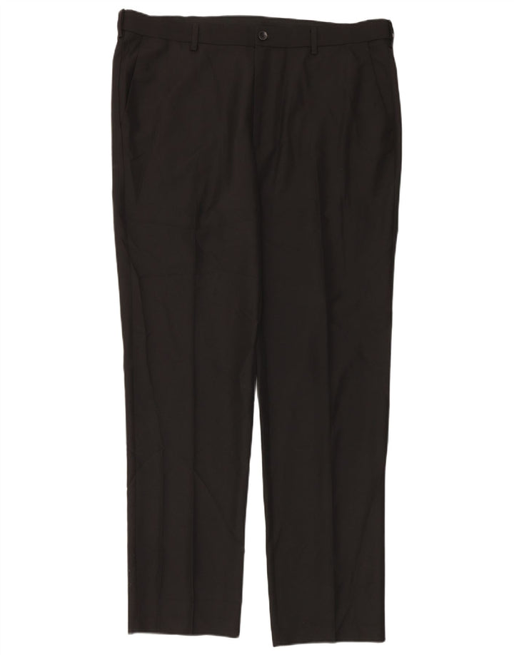 Marks & Spencer Herren-Anzughose mit normaler Passform, W40, L33, schwarzes Polyester