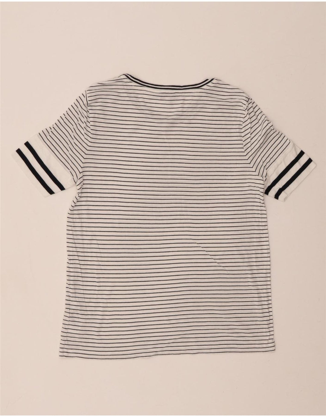 TOMMY HILFIGER Damen T-Shirt Top UK 14 Mittelweiß gestreift Lyocell