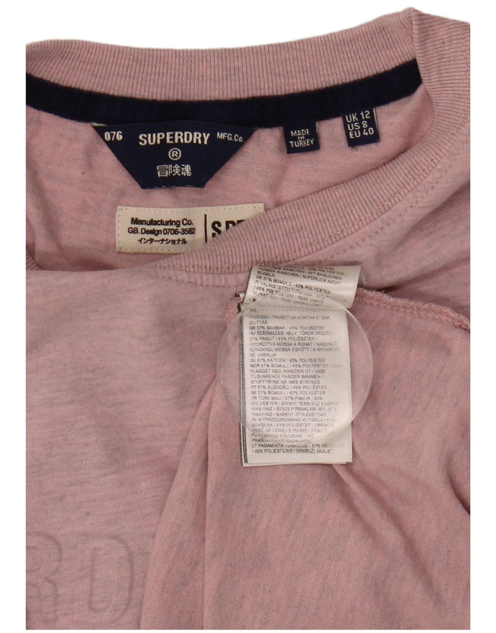 Superdry Damen Grafik-T-Shirt-Oberteil UK 12 Mittelrosa Polyester