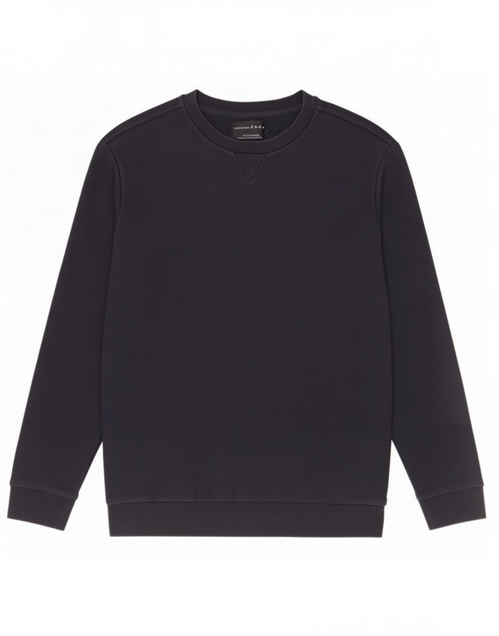 Zara Herren-Sweatshirt-Pullover, mittelmarineblaue Baumwolle